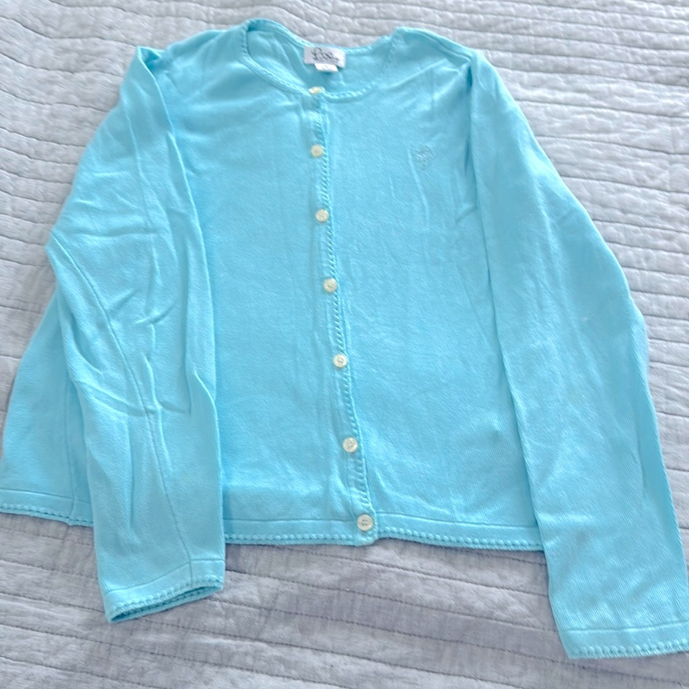 Lilly Pulitzer size 16 girls sky blue cardigan. Like new.